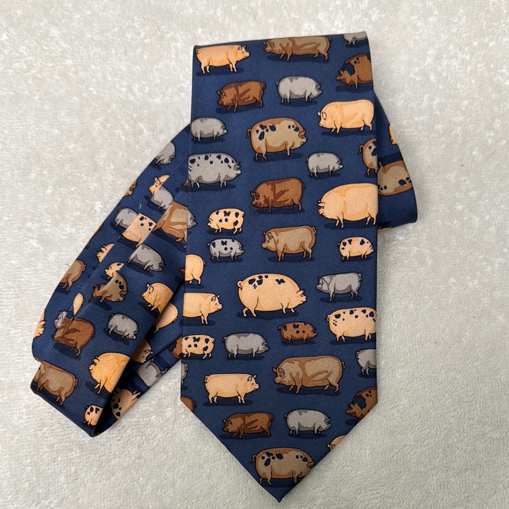Past Times Silk Pig‎ Print Tie